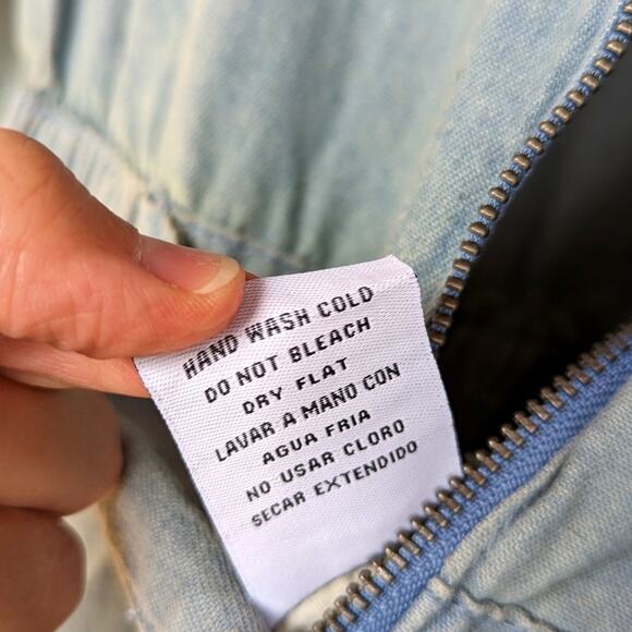 Easel Jumpsuit Women's Size Small Chambray Ombre Zip Long Sleeve - Picture 8 of 9